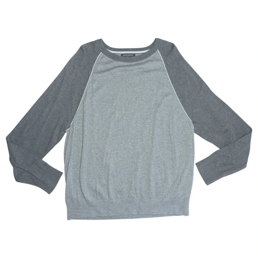 Banana Republic Mens Gray XXL 2XL Crewneck Pullover Sweater Cashmere Silk Blend‎